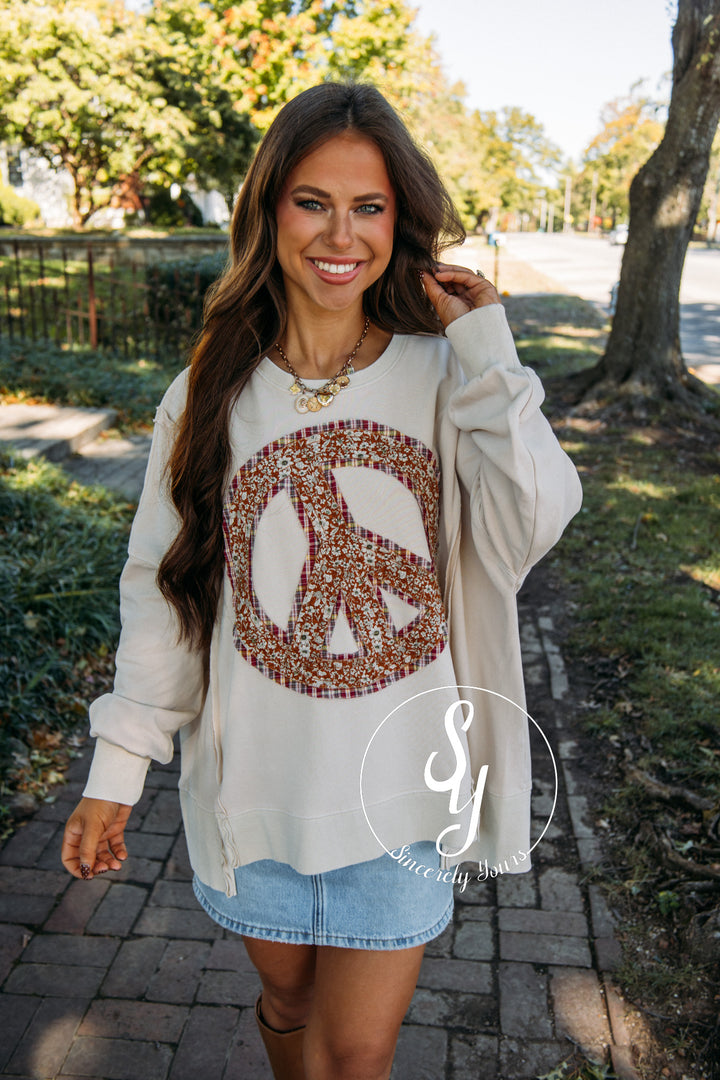 Peace Filled Top - Bone