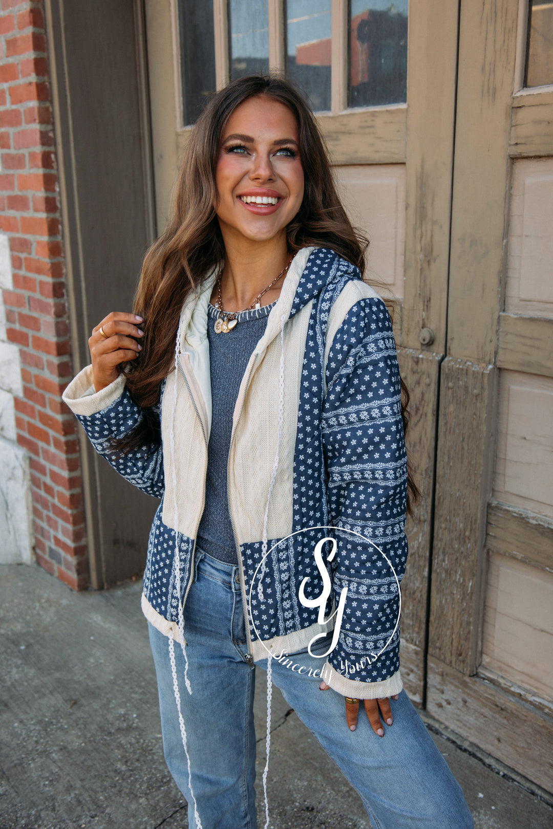 Floral Feels Navy Coat - Navy/Butter