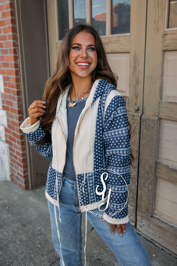 Floral Feels Navy Coat - Navy/Butter