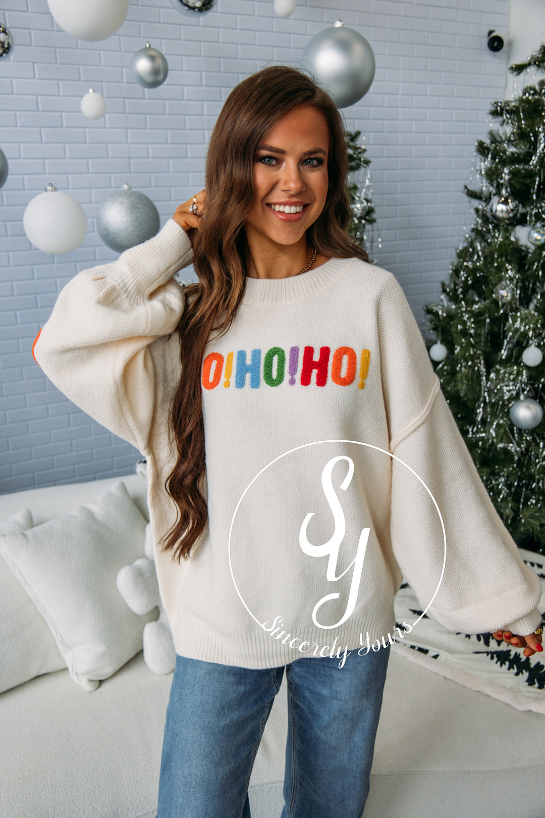 Colorful Christmas Sweater - Ivory/Multi