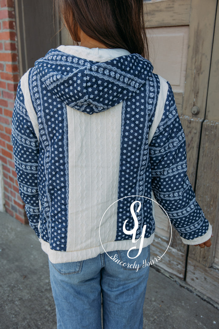 Floral Feels Navy Coat - Navy/Butter