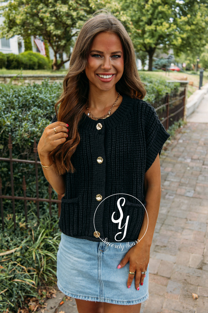 Gold Buckle Sweater- Black