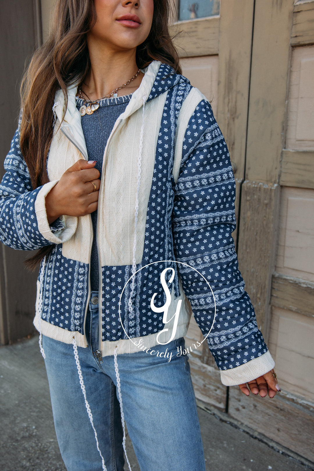 Floral Feels Navy Coat - Navy/Butter