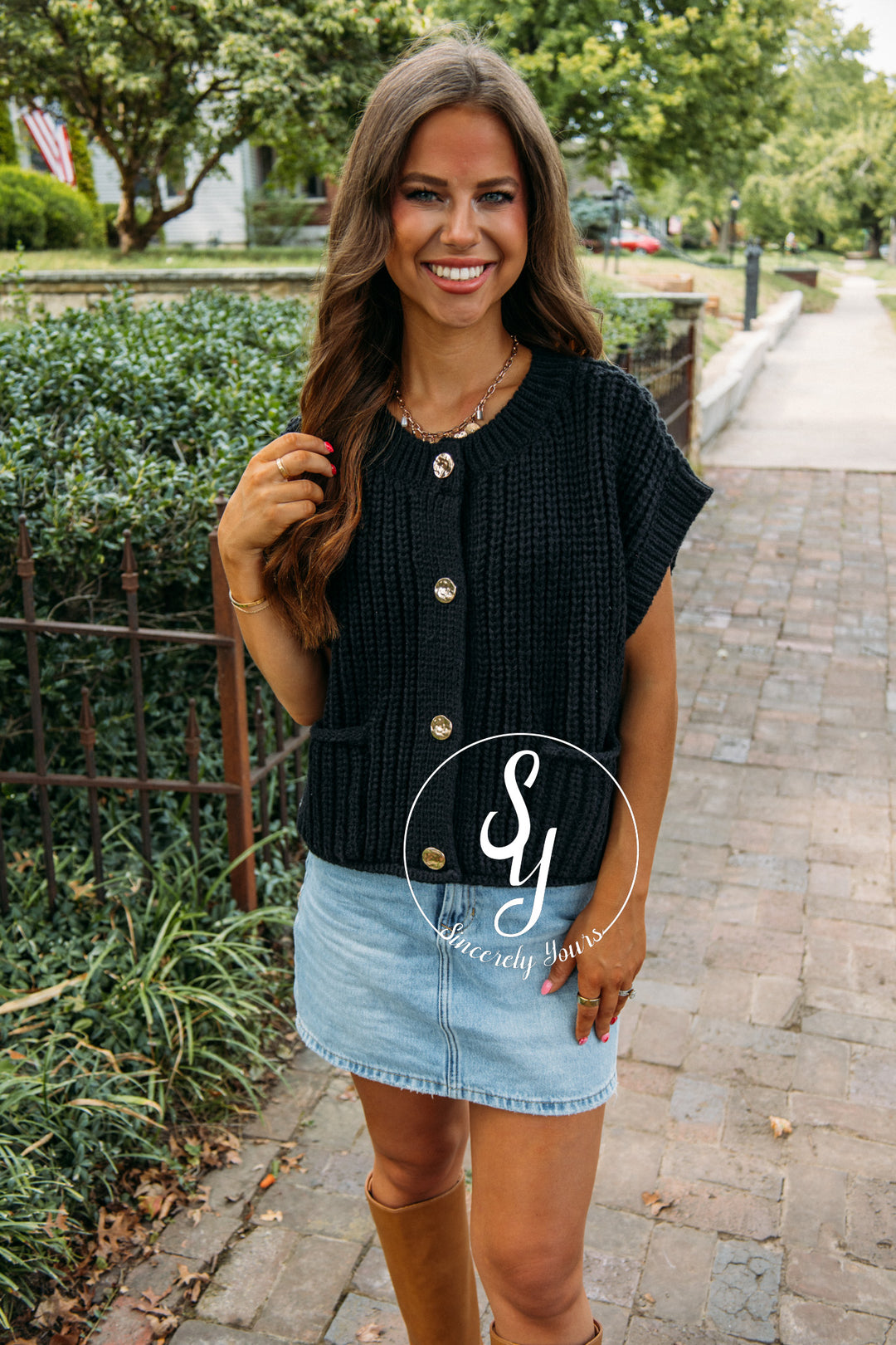 Gold Buckle Sweater- Black
