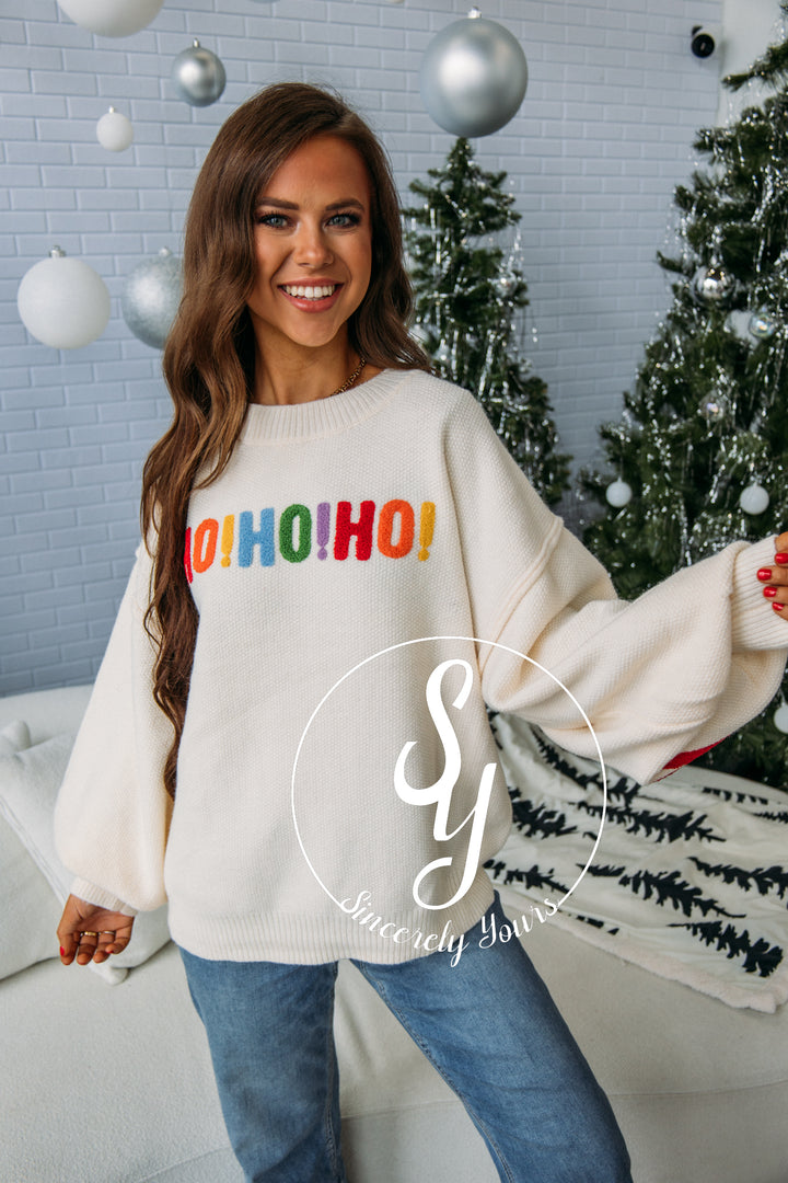 Colorful Christmas Sweater - Ivory/Multi