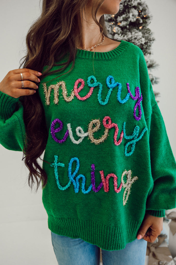 Merry Every Thing Sweater - Green