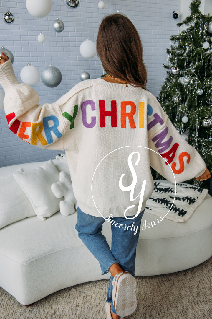 Colorful Christmas Sweater - Ivory/Multi