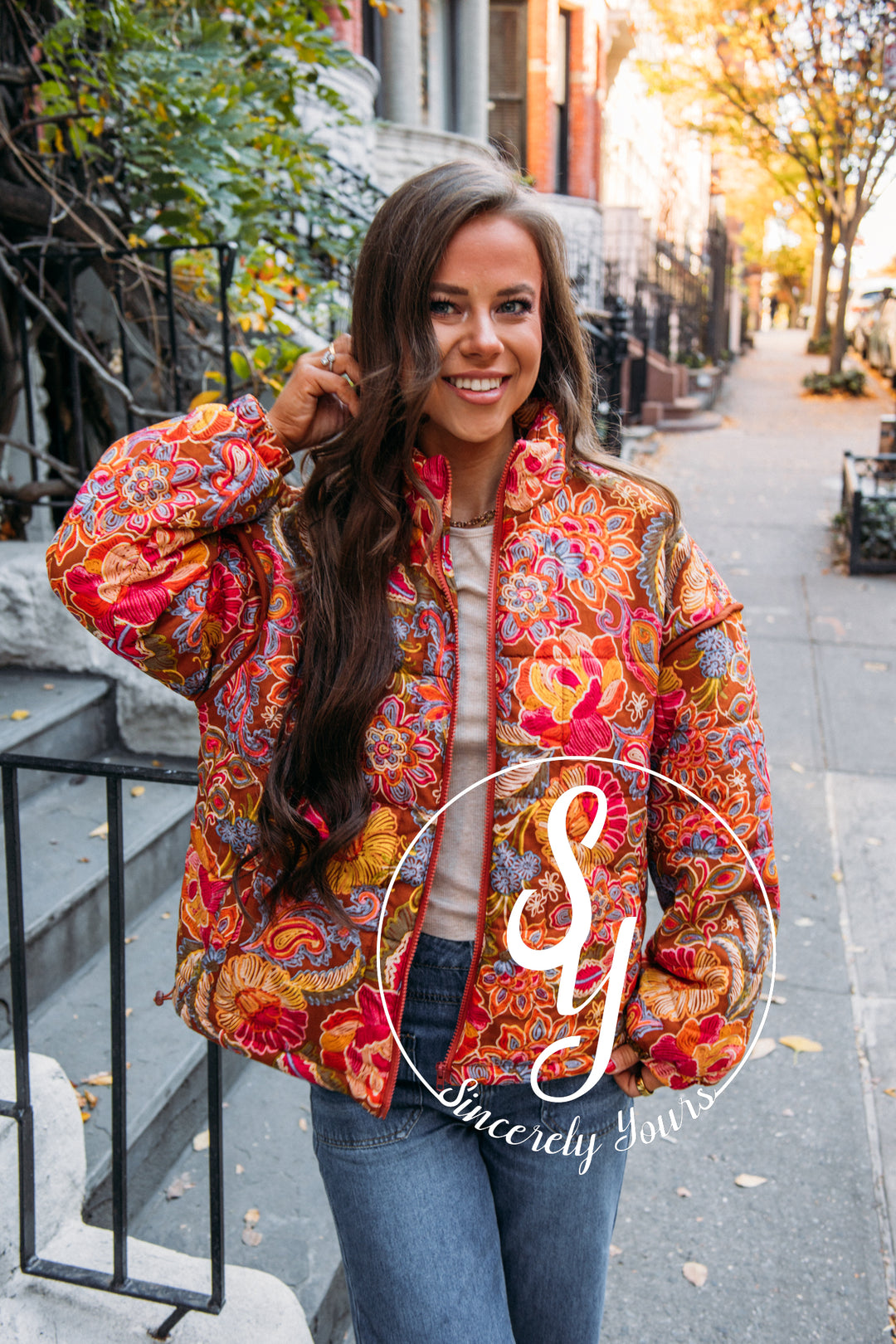 City Streets Jacket - Brick Floral