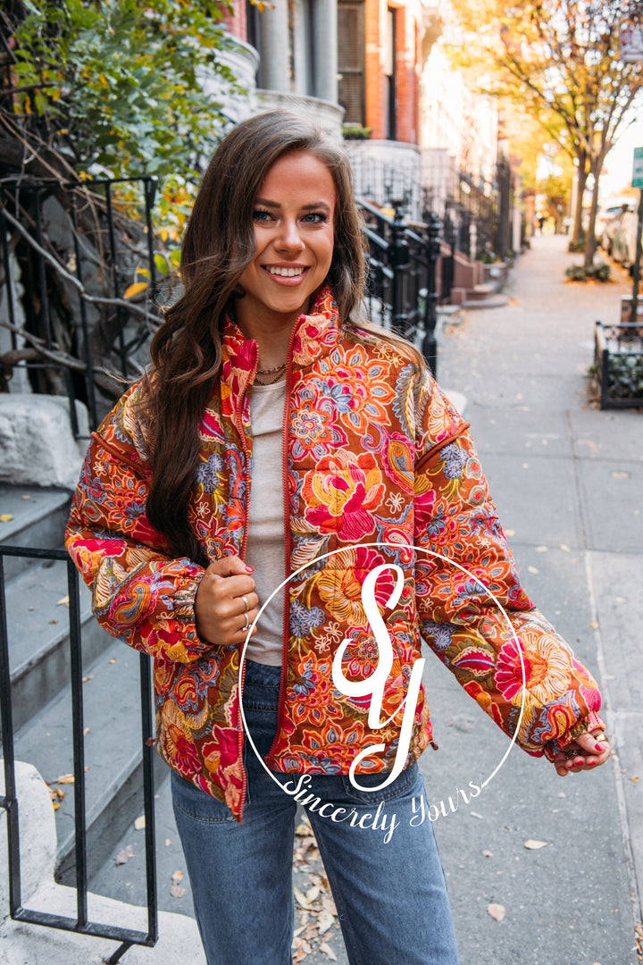 City Streets Jacket - Brick Floral