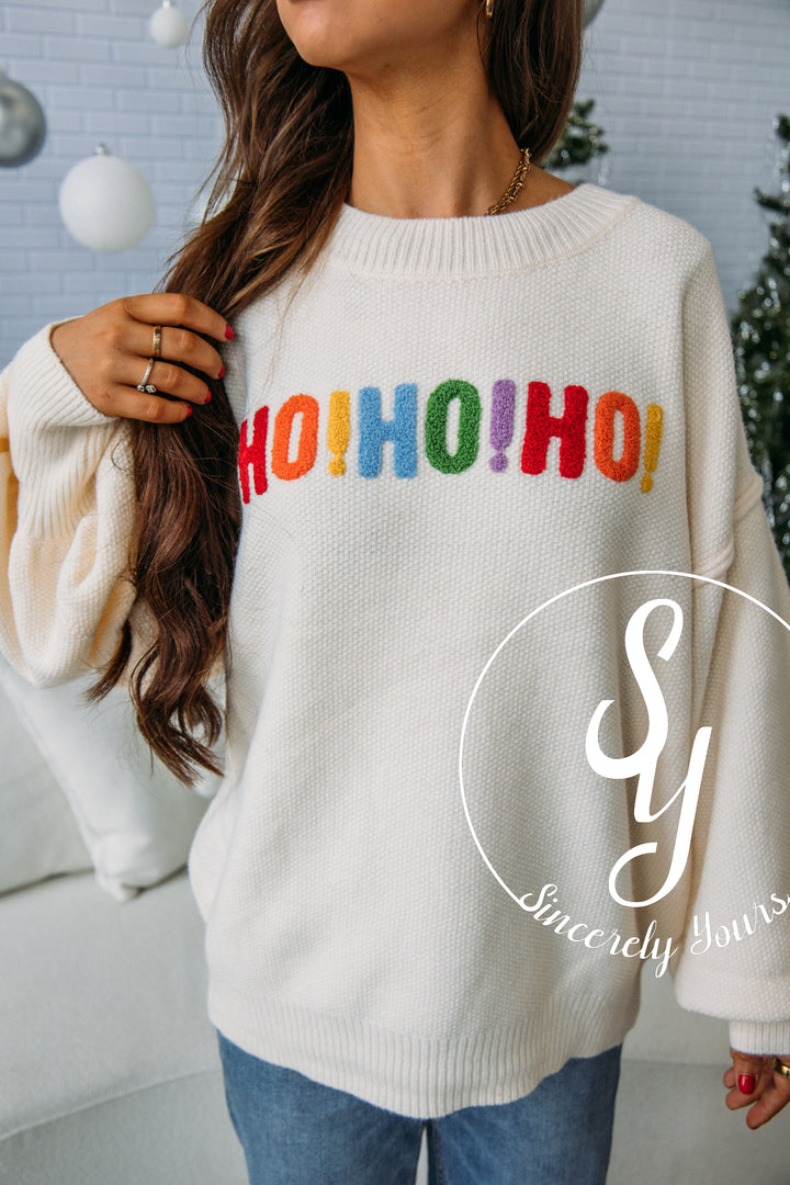 Colorful Christmas Sweater - Ivory/Multi