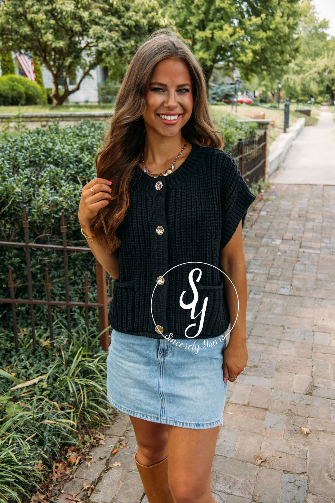 Gold Buckle Sweater- Black