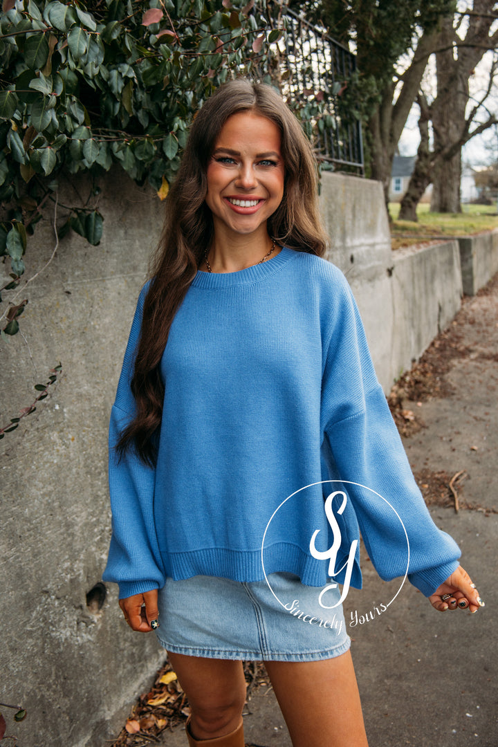 Small Town Cozy Sweater - Pacific