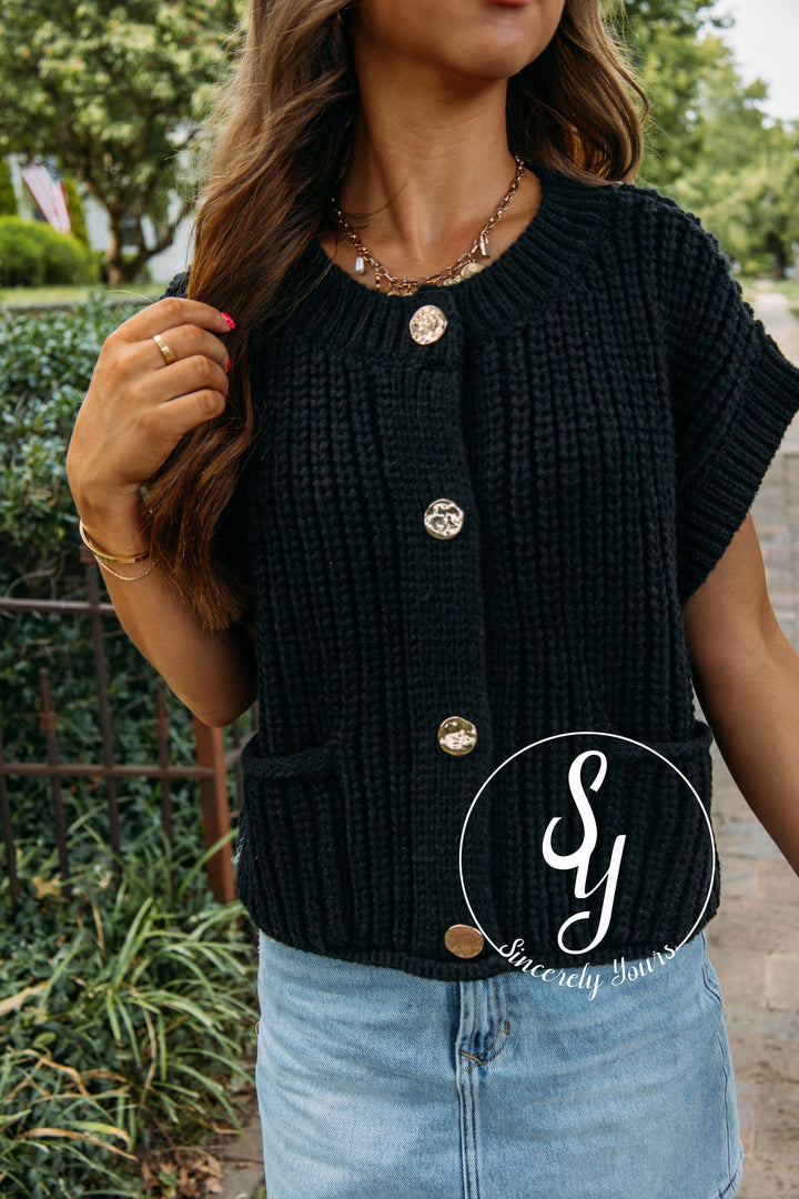 Gold Buckle Sweater- Black