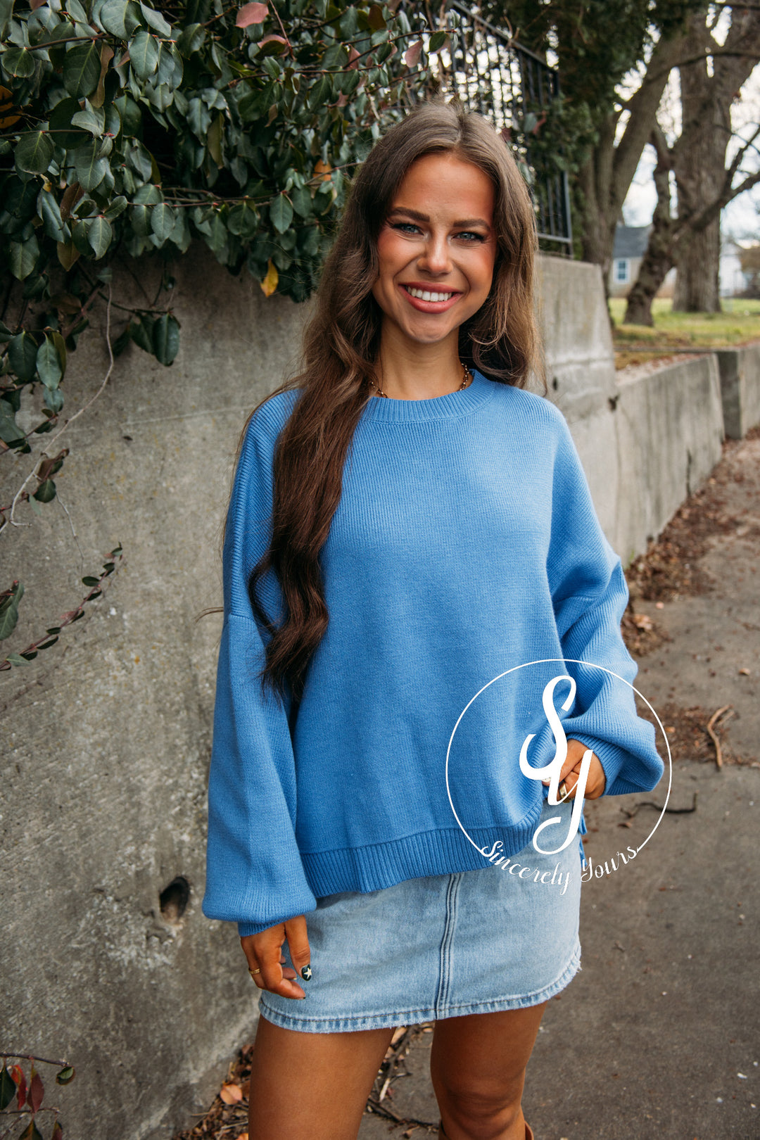 Small Town Cozy Sweater - Pacific
