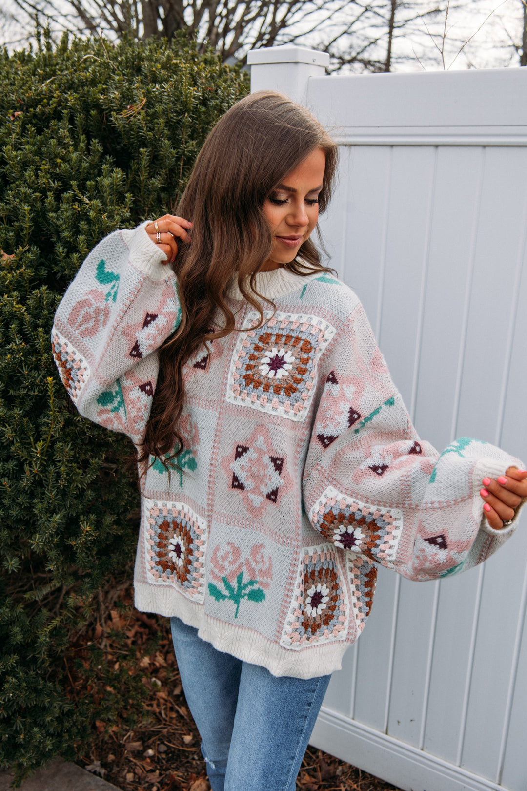 A Crochet Moment Sweater - Pink Multi