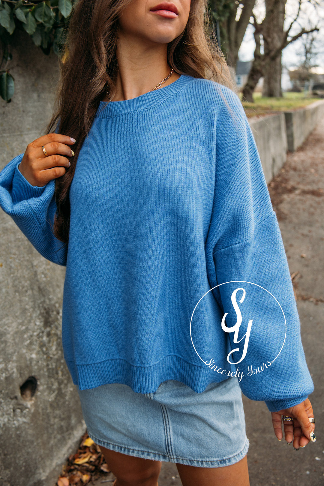 Small Town Cozy Sweater - Pacific