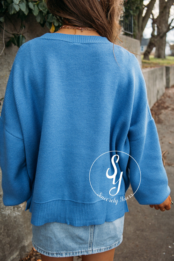 Small Town Cozy Sweater - Pacific