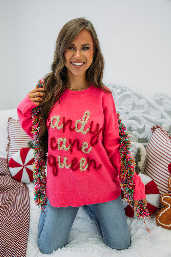 Candy Cane Queen Sweater - Hot Pink