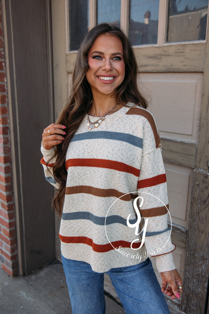 Park Avenue Sweater - Taupe/Slate