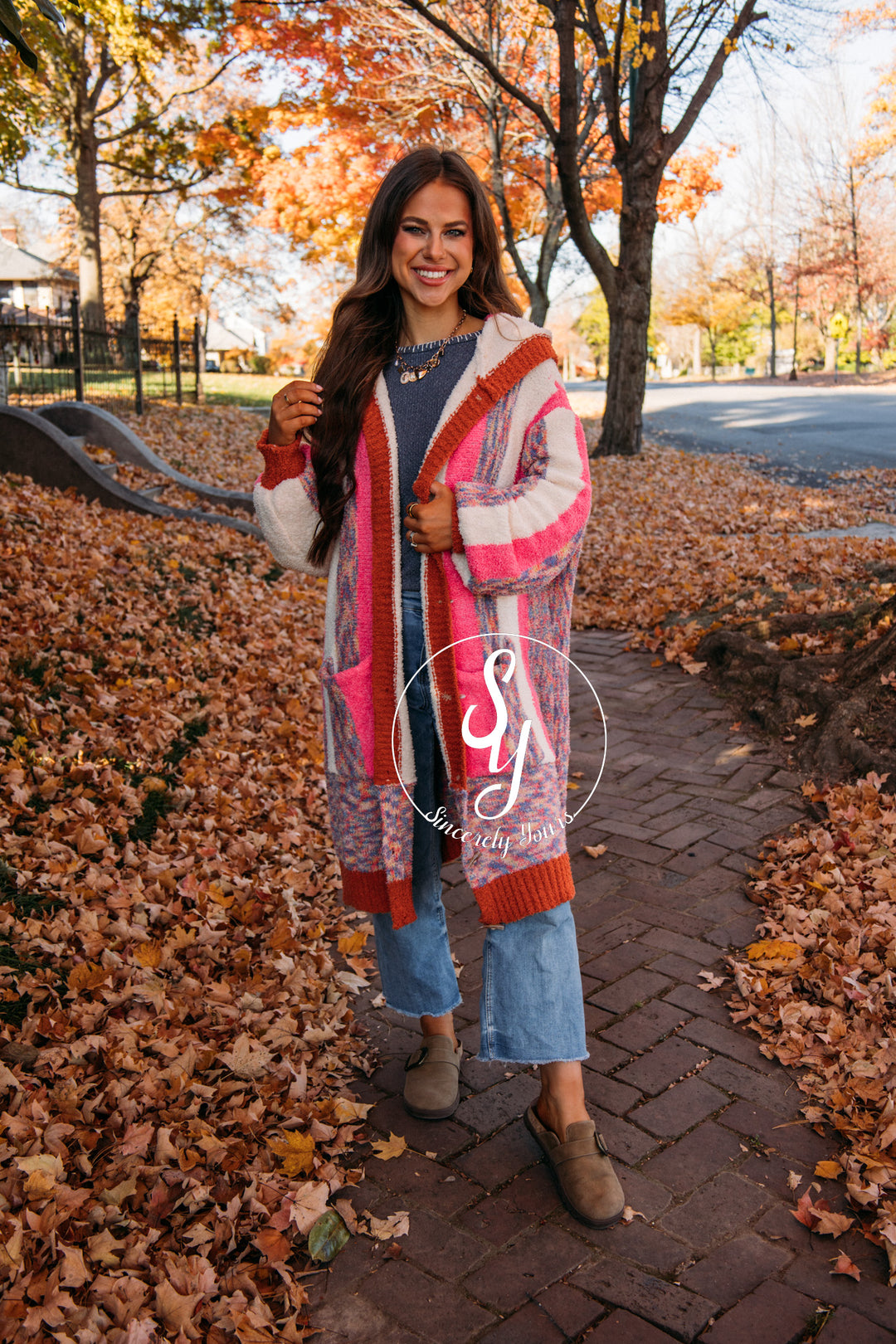 Pink Stripe Love Cardigan - Pink