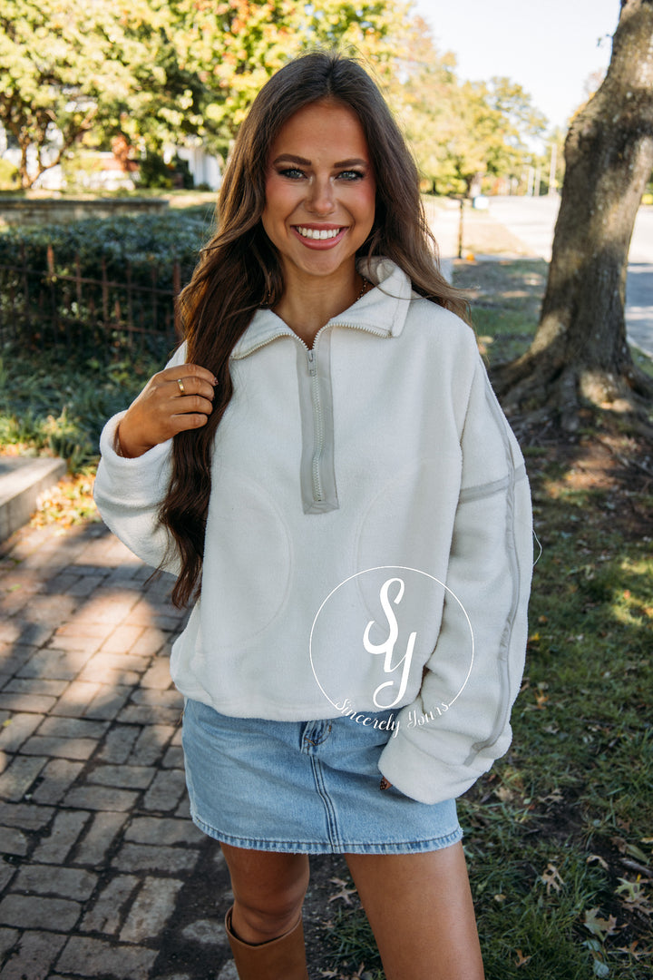 Snuggle Up Pullover- Ivory
