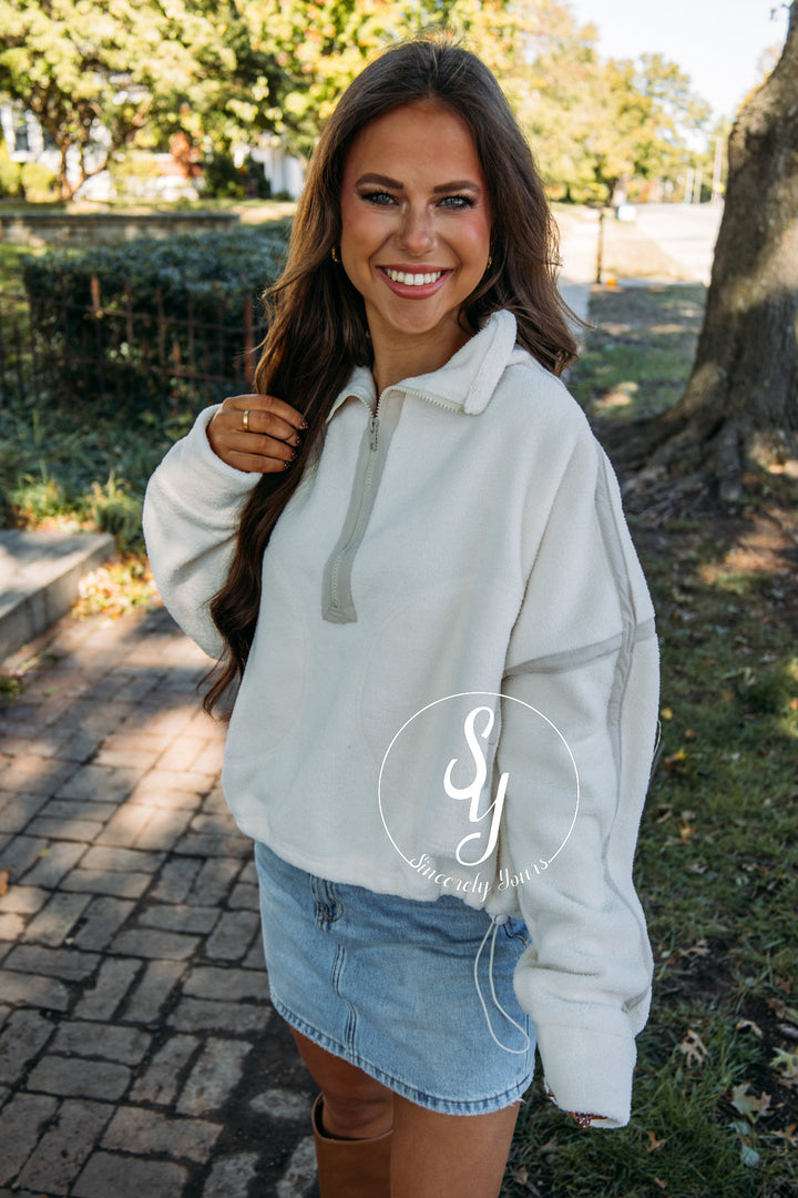 Snuggle Up Pullover- Ivory