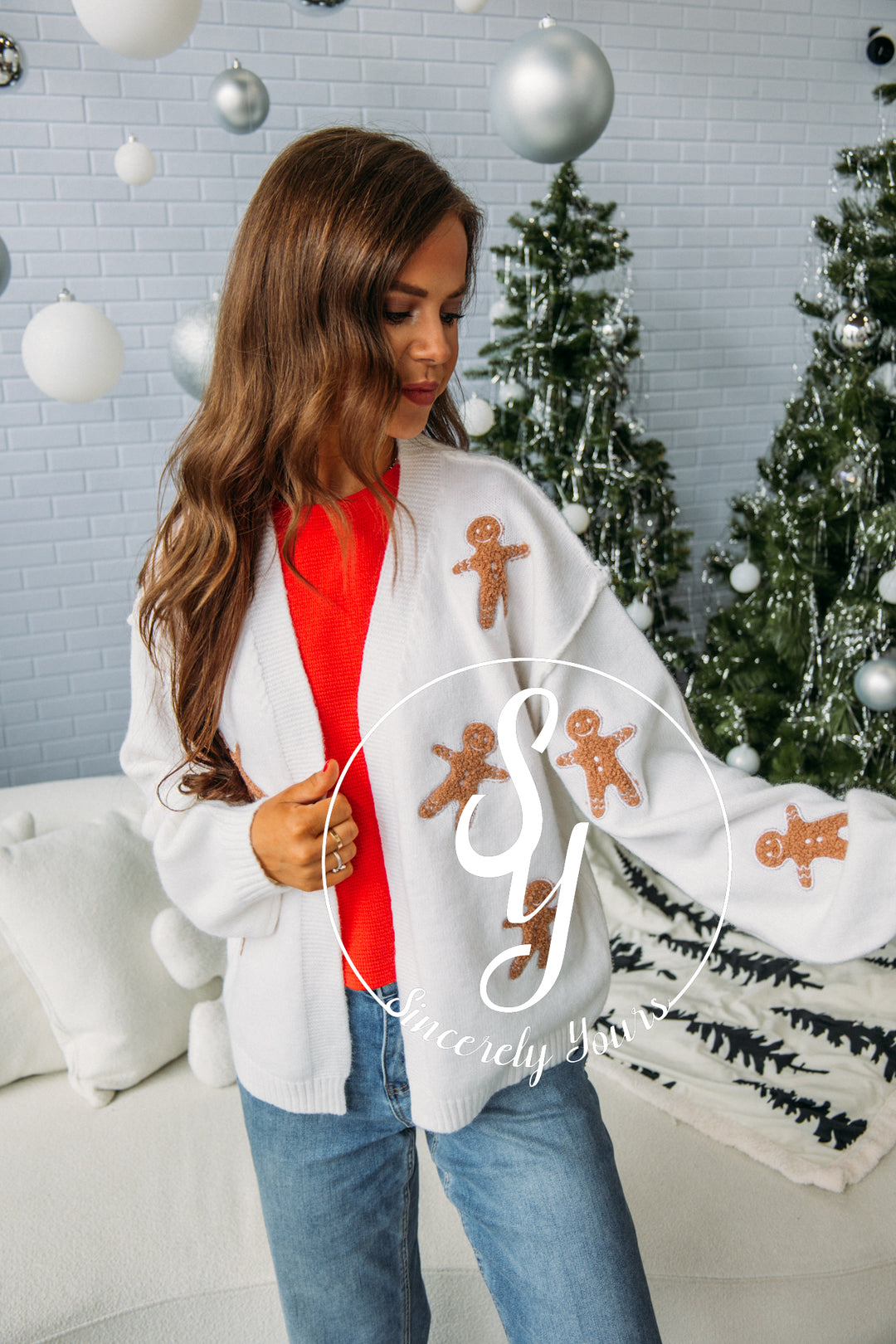 Gingerbread Joy Cardigan - Ivory