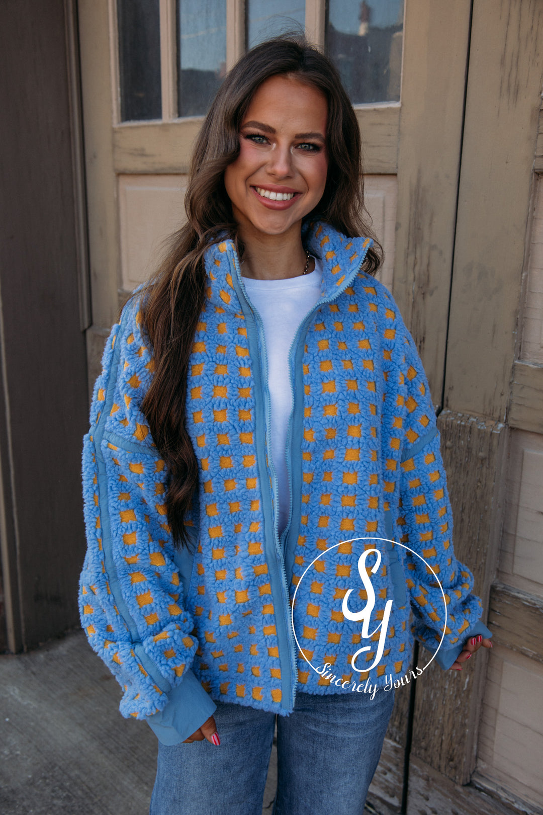 Fashion Forward Coat - Blue/Yellow