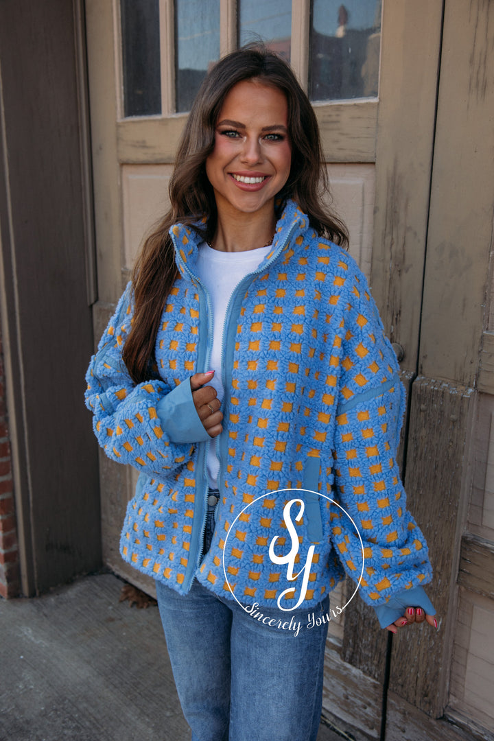 Fashion Forward Coat - Blue/Yellow