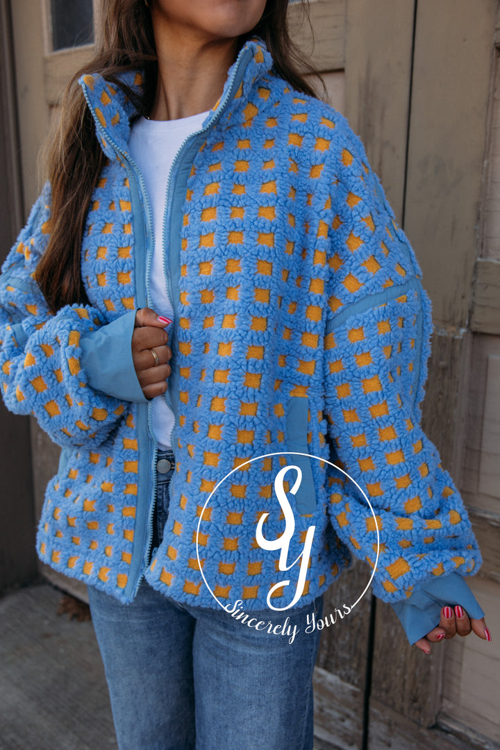 Fashion Forward Coat - Blue/Yellow