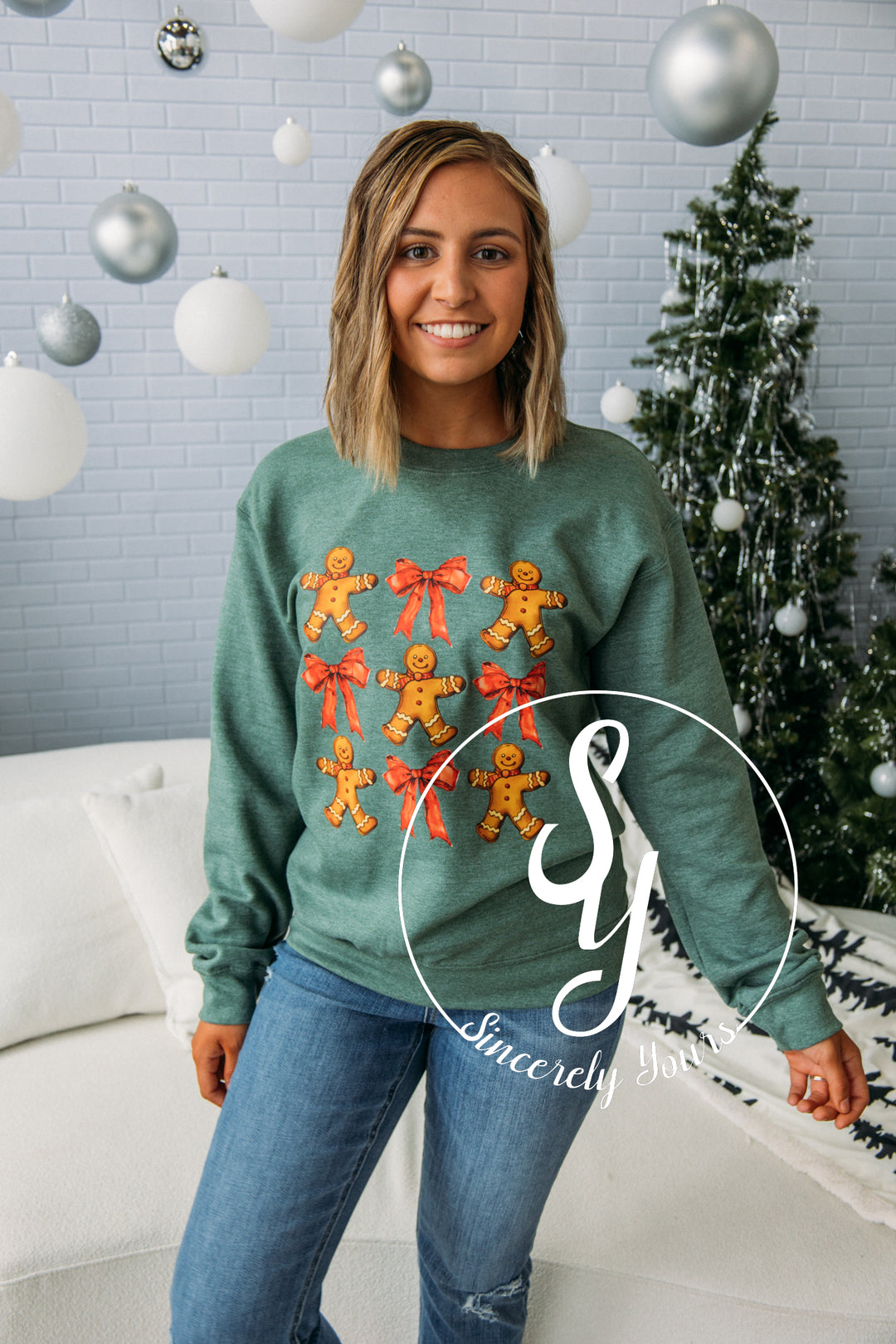 Christmas Crewneck - Heather Green