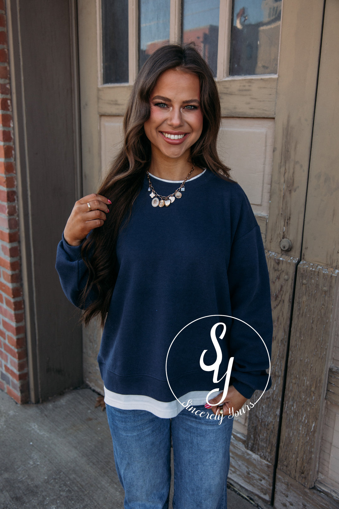 Always Vibing Top - Navy