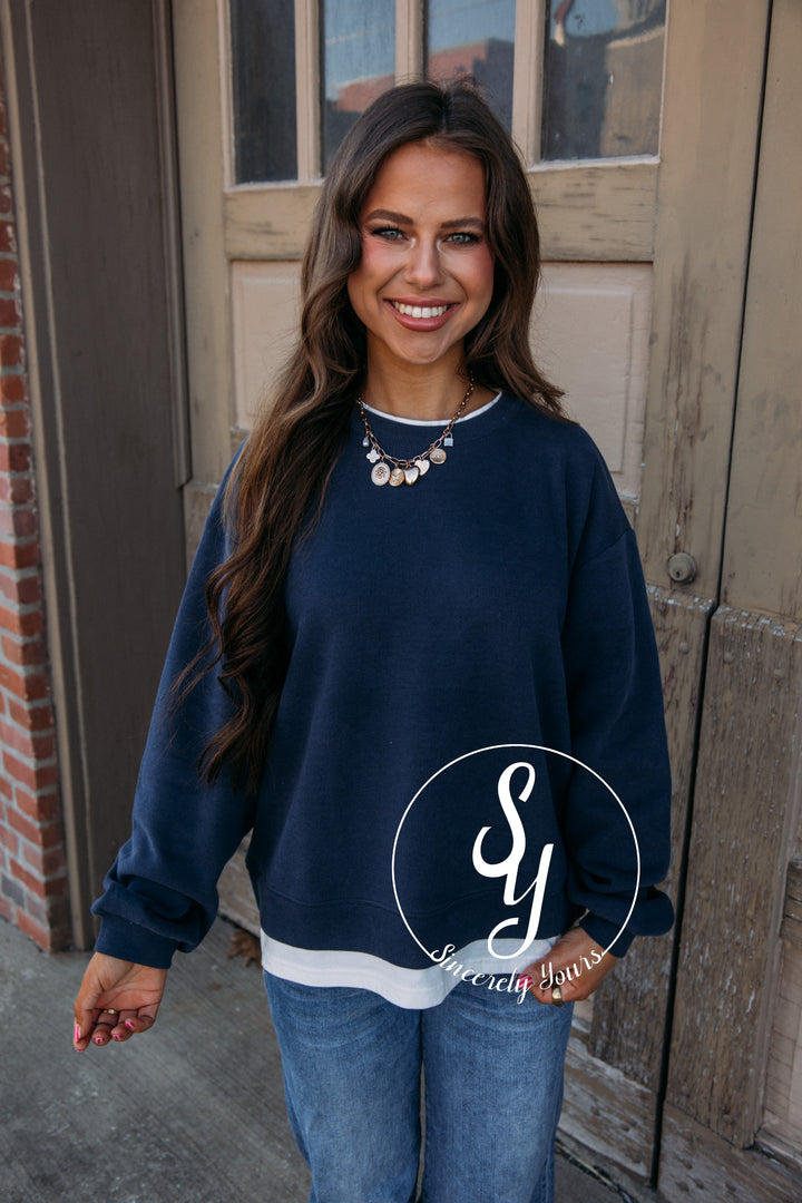 Always Vibing Top - Navy