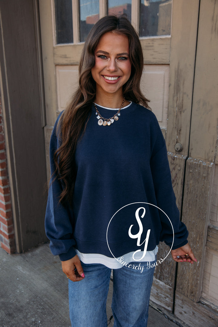 Always Vibing Top - Navy