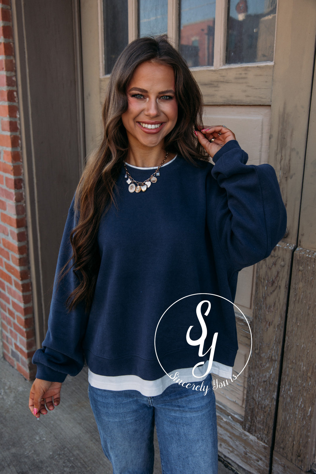 Always Vibing Top - Navy