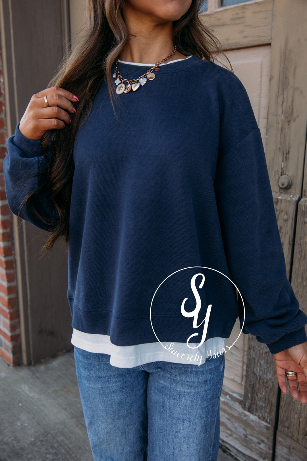 Always Vibing Top - Navy