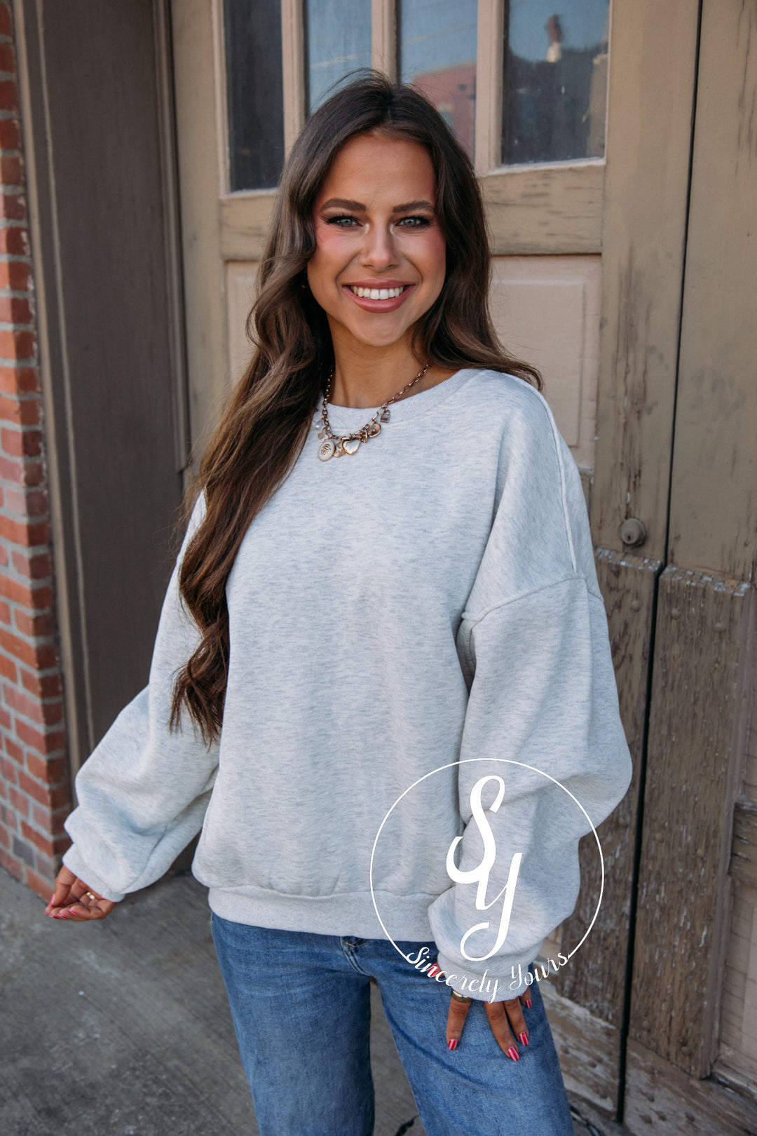 Simple And Sweet Sweatshirt - H. Gray