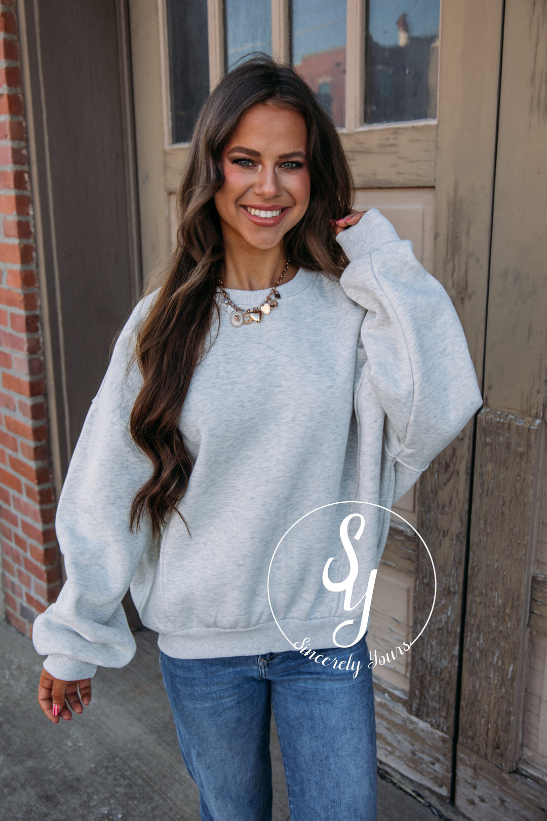 Simple And Sweet Sweatshirt - H. Gray