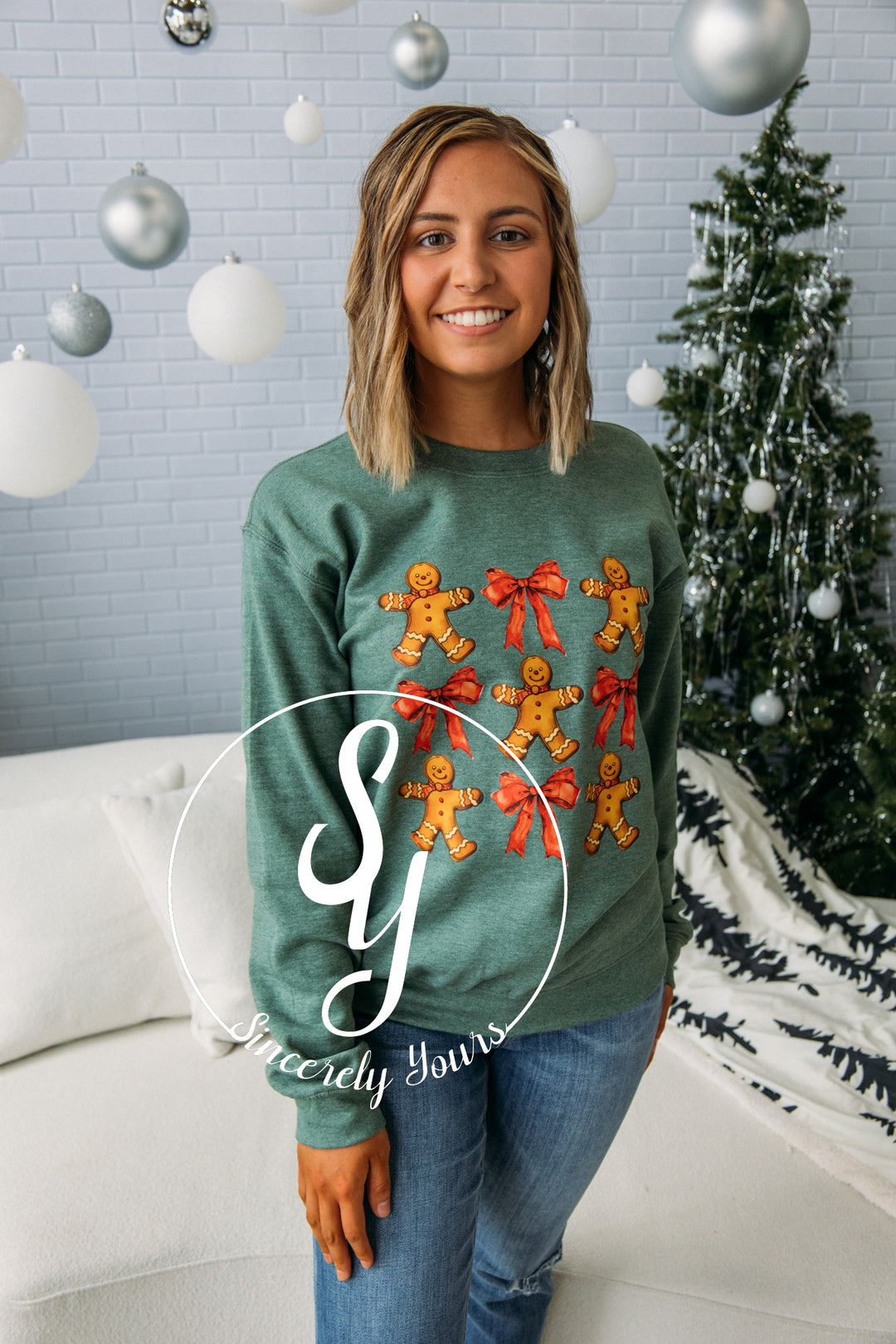 Christmas Crewneck - Heather Green