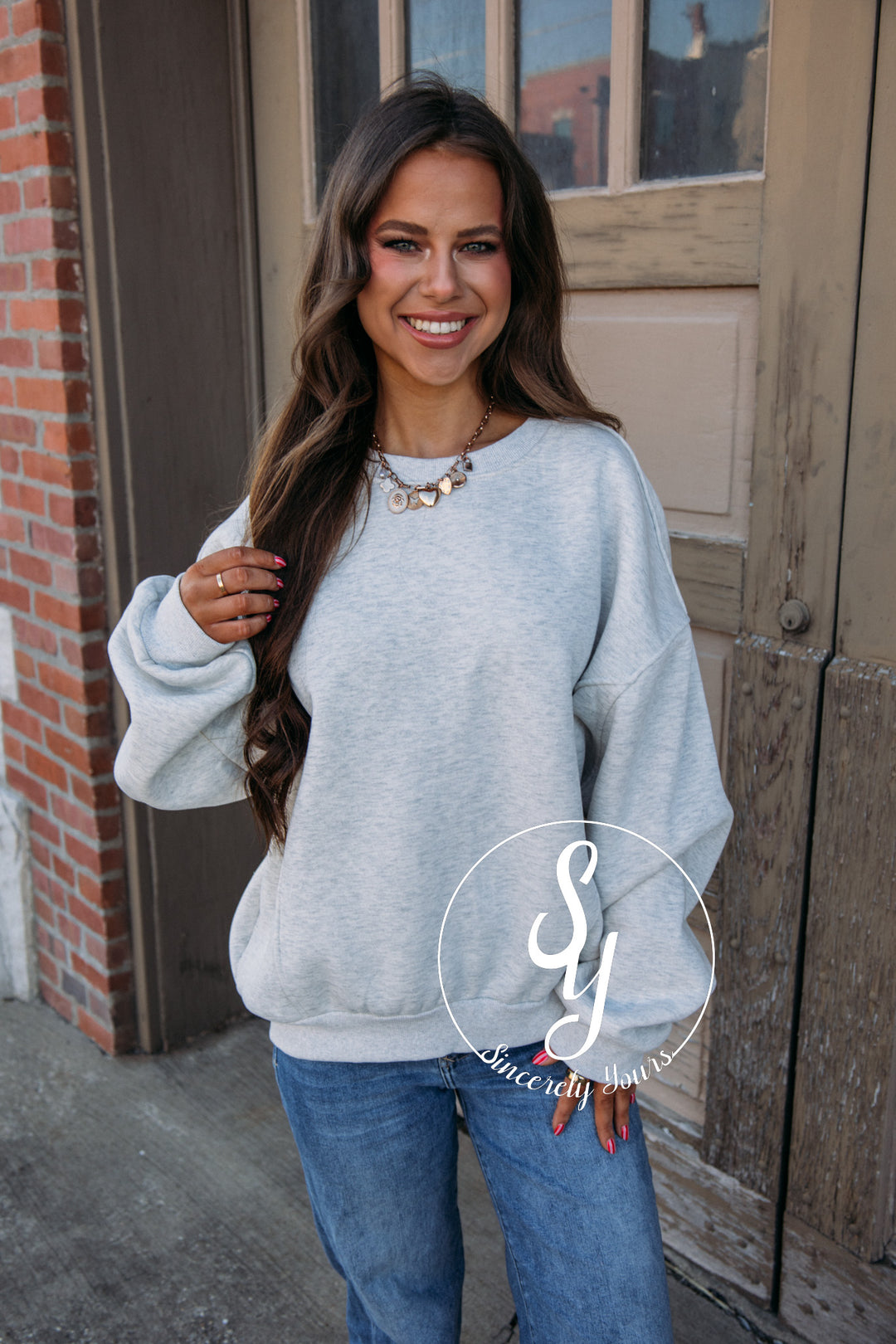 Simple And Sweet Sweatshirt - H. Gray