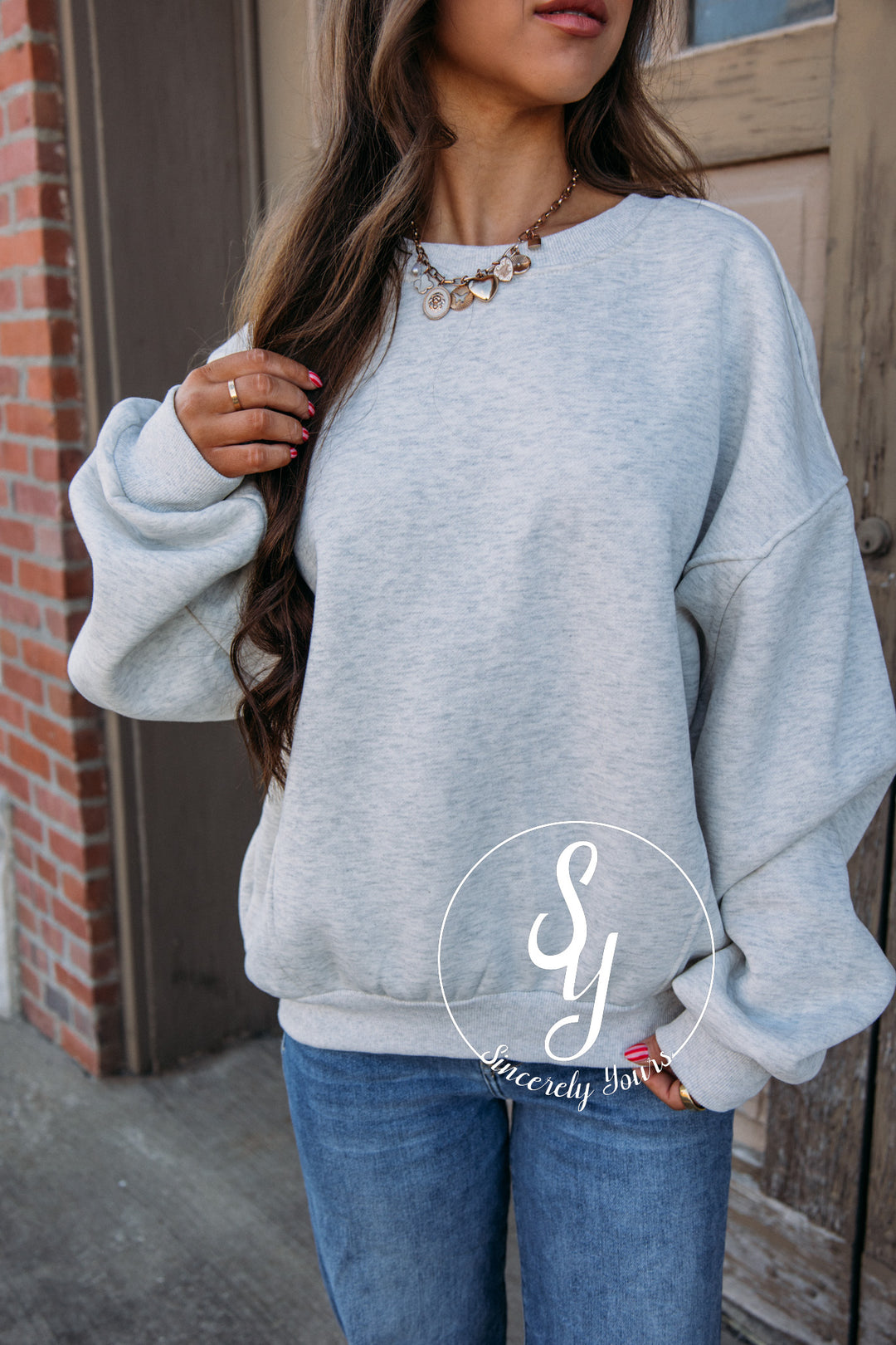 Simple And Sweet Sweatshirt - H. Gray