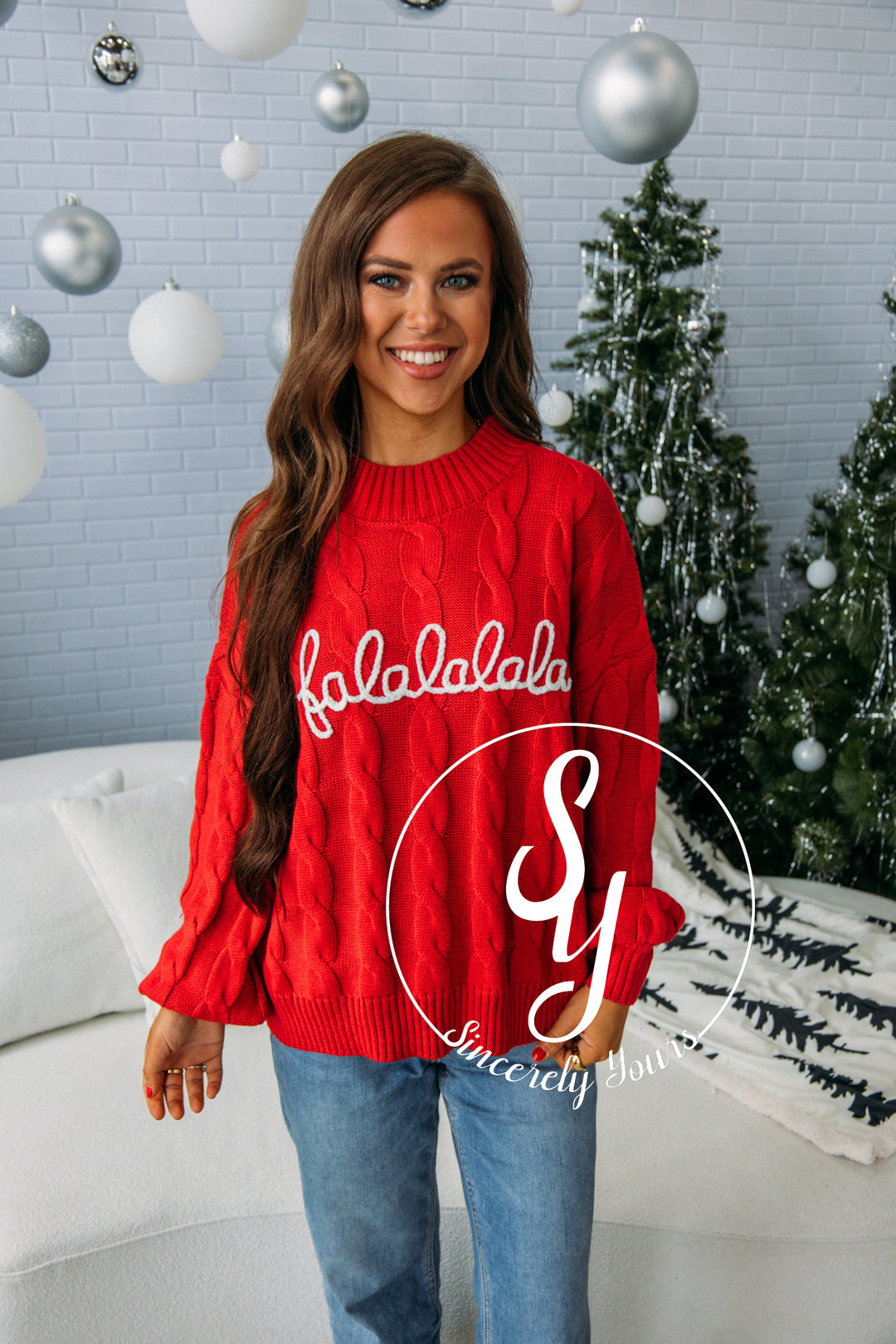 Holiday Sweater- Red/White