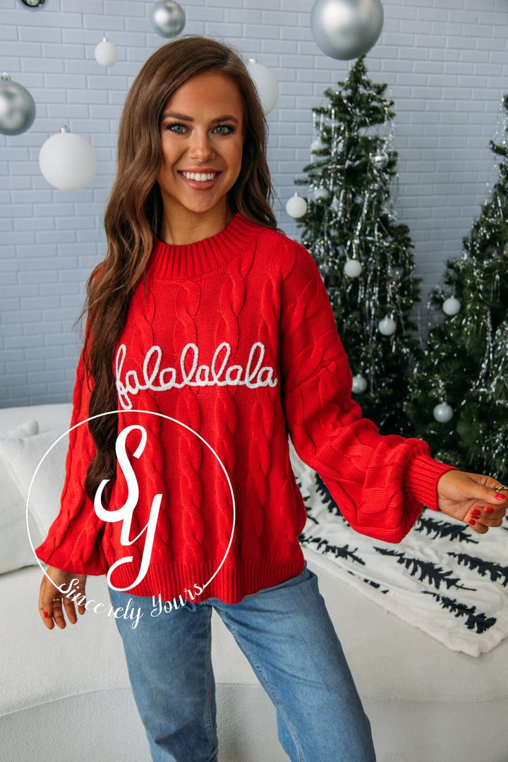 Holiday Sweater- Red/White