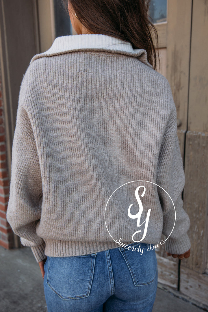 Take In the Chill Pullover - Taupe Heather