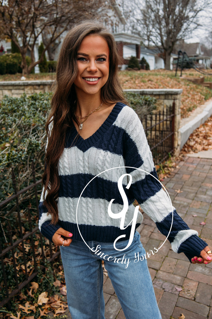 Cute Energy Sweater- Navy