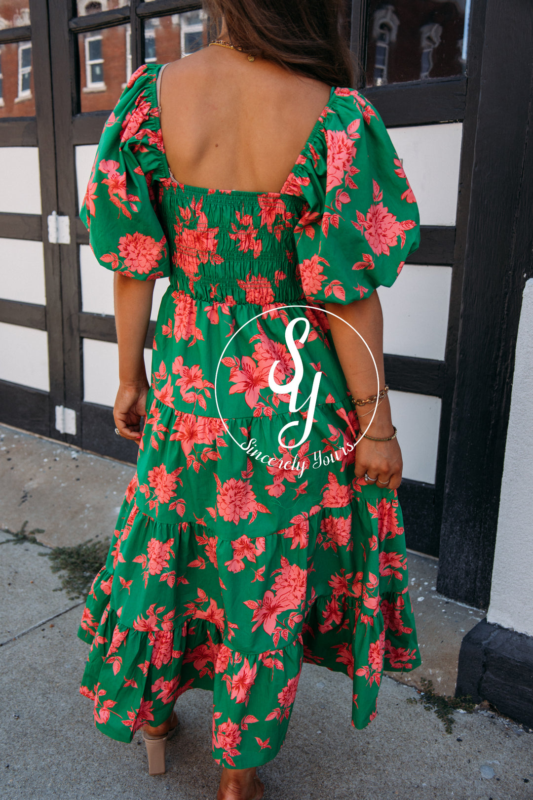 Tianna Dress - Green/Coral