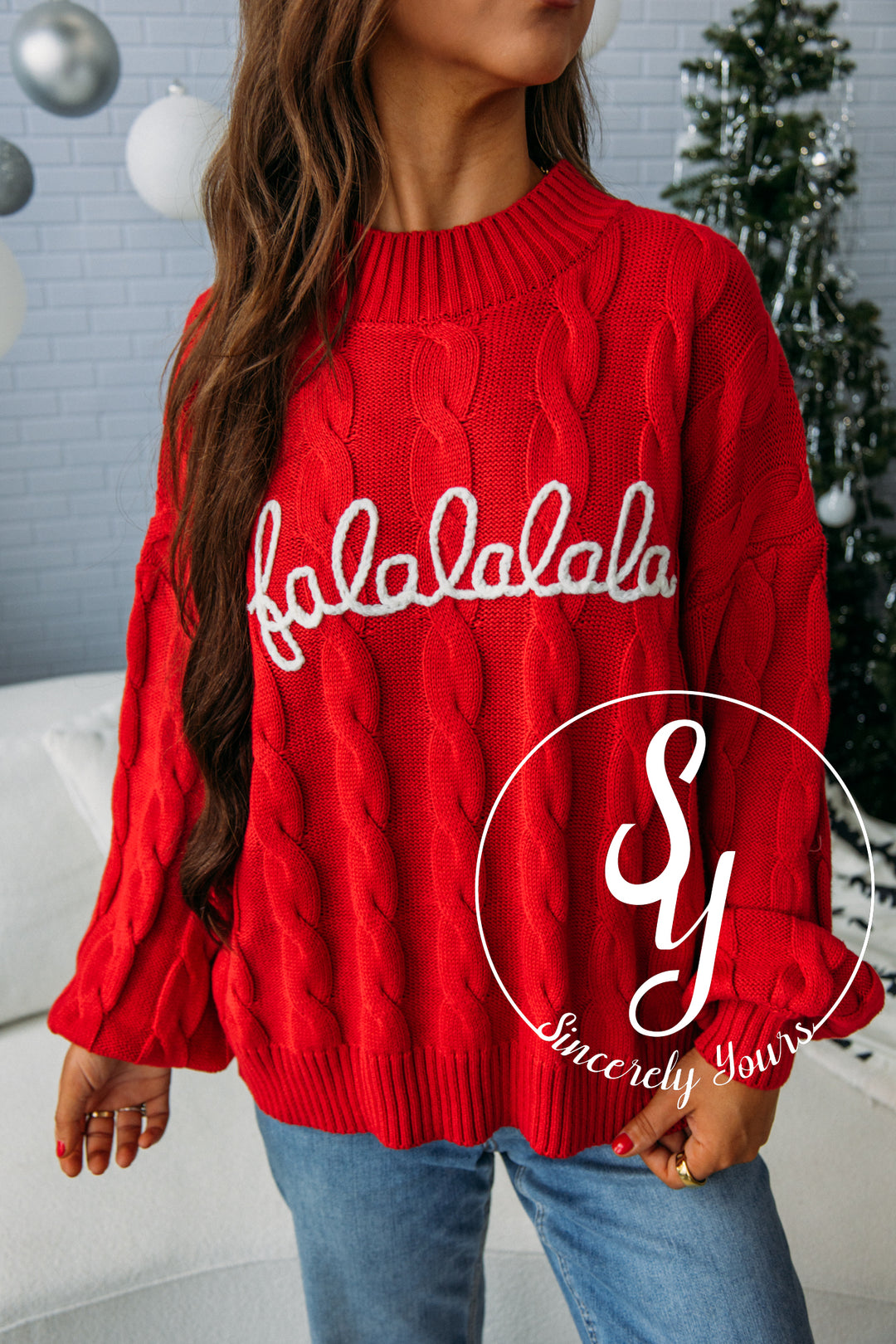 Holiday Sweater- Red/White