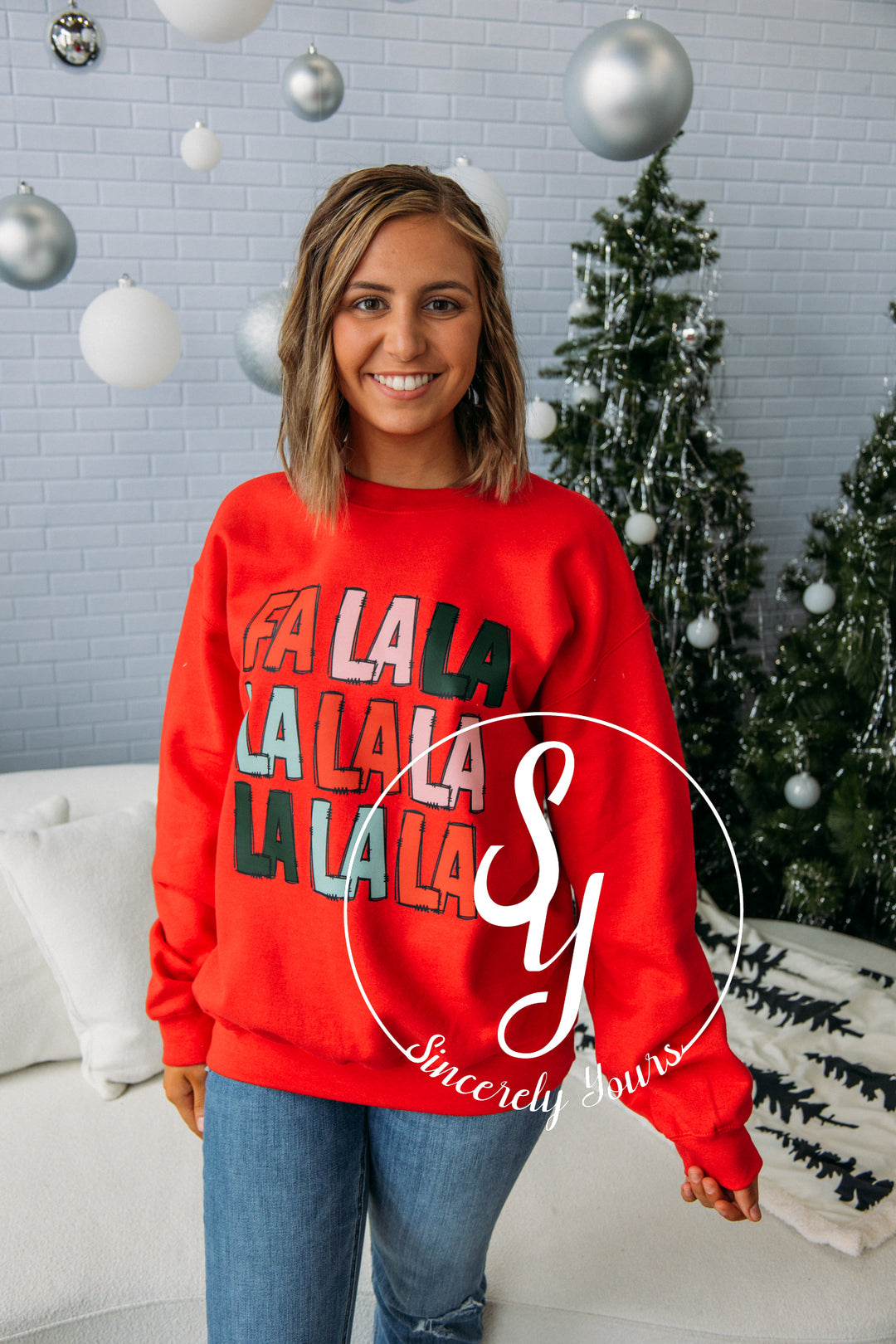 Colorful Christmas Crewneck - Red