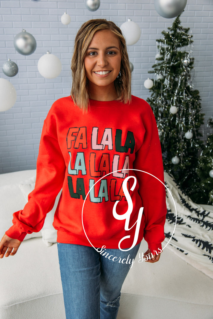 Colorful Christmas Crewneck - Red