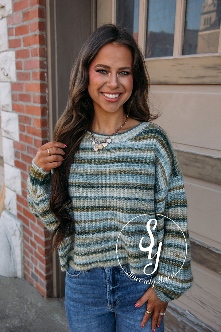 Striped and Cozy Sweater - Olive